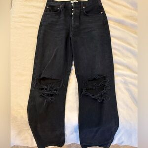 Agolde Womens Black High Wasted Straight Jeans